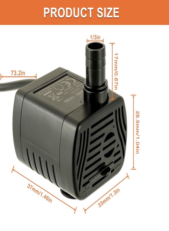 JAMHER Cat Water Fountain Pump Mini fish tank pump Crafts Plant Micro Water Pump Pet Water Fountain Pump Replacement Pump USB-1020 3.5-9V,Black - Image 2